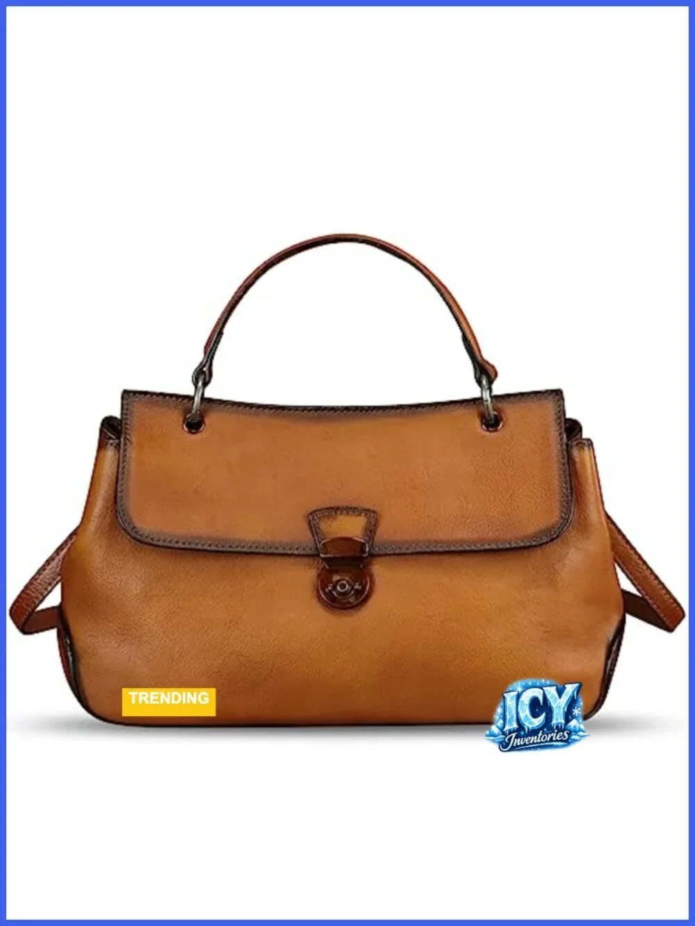 Genuine Leather Vintage Satchel Handbag Crossbody Shoulder Bag Adjustable Strap